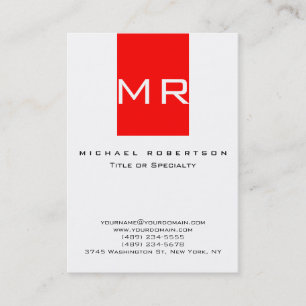 Trendy Monogram White Red Stripe Visitekaartje
