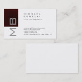 Trendy Monogram White Red Stripe Visitekaartje (Voorkant / Achterkant)