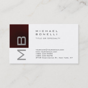 Trendy Monogram White Red Stripe Visitekaartje