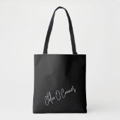 Trendy Monogram Wit Script Naam Modern Zwart Tote Bag (Voorkant)