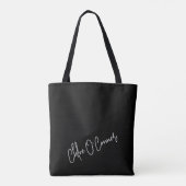 Trendy Monogram Wit Script Naam Modern Zwart Tote Bag (Achterkant)