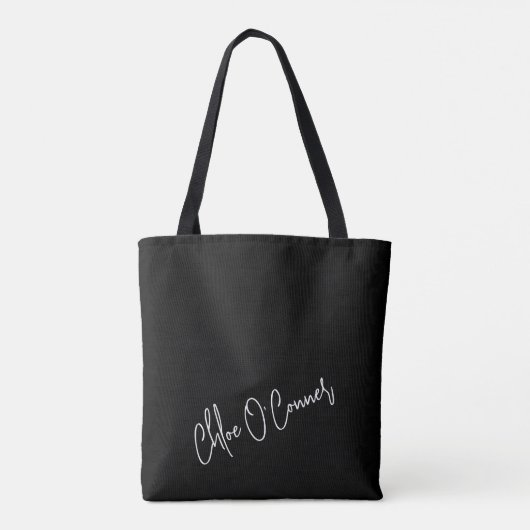 Trendy Monogram Wit Script Naam Modern Zwart Tote Bag (Achterkant)