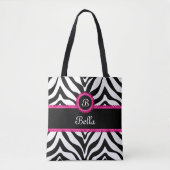 Trendy Monogram Zebra Stripes Tote Bag (Voorkant)