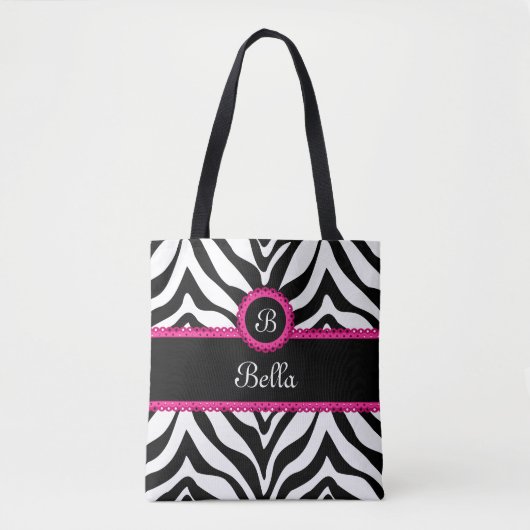 Trendy Monogram Zebra Stripes Tote Bag (Voorkant)
