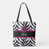 Trendy Monogram Zebra Stripes Tote Bag (Achterkant)