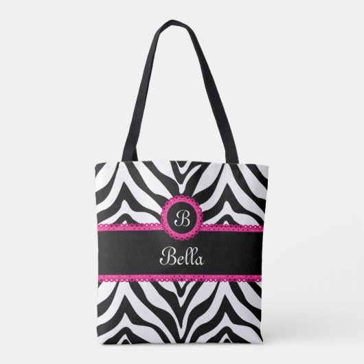 Trendy Monogram Zebra Stripes Tote Bag (Achterkant)