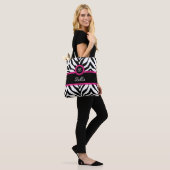 Trendy Monogram Zebra Stripes Tote Bag (Op model)