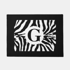 Trendy Monogram Zebraprint Deurmat