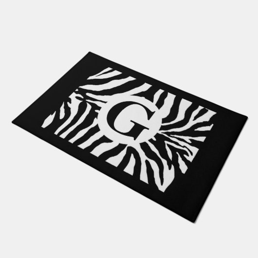 Trendy Monogram Zebraprint Deurmat (Schuin)