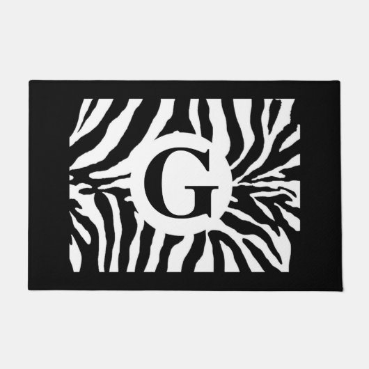Trendy Monogram Zebraprint Deurmat (Voorkant)