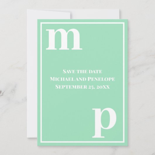 Trendy Monogram Zee Schuim Groen sparen de Datum Kaart (Voorkant)