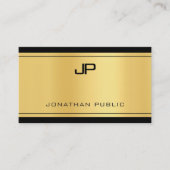 Trendy monogram zwart goud look elegant modern visitekaartje (Voorkant)