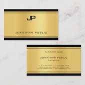 Trendy monogram zwart goud look elegant modern visitekaartje (Voorkant / Achterkant)