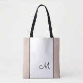 Trendy Monogram zwart Roze witte kleurenblok zwart Tote Bag (Voorkant)