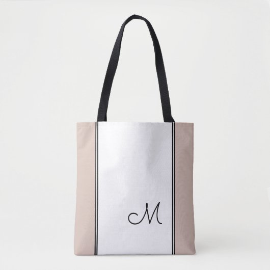 Trendy Monogram zwart Roze witte kleurenblok zwart Tote Bag (Voorkant)
