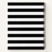 Trendy Monogram Zwart Streep Familienaam Notitieboek (Achterkant)