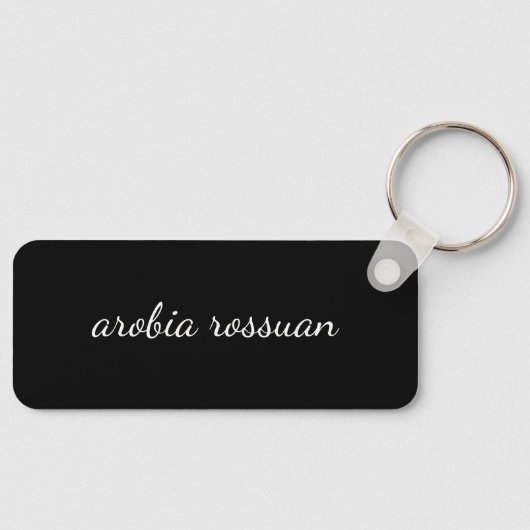 Trendy Monogram | Zwarte Script Gepersonaliseerde  Sleutelhanger (Voorkant)