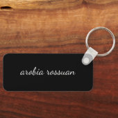 Trendy Monogram | Zwarte Script Gepersonaliseerde  Sleutelhanger (Voorkant)