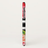 Trendy Monogramed Zwarte Witte Strepen Bloemen Case-Mate iPhone Case (Achterkant/links)