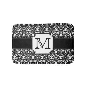 Trendy Monogrammed Damask Badmat
