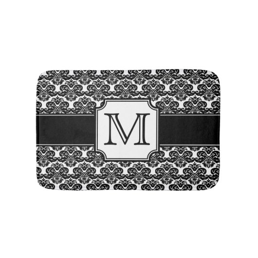 Trendy Monogrammed Damask Badmat (Voorkant)