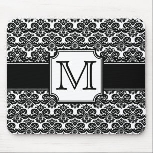 Trendy Monogrammed Damask Mousepad Muismat