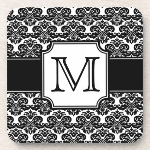 Trendy Monogrammed Damask Onderzetter