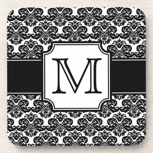 Trendy Monogrammed Damask Onderzetter (Voorkant)