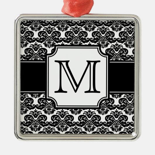 Trendy Monogrammed Damask Ornament (Voorkant)