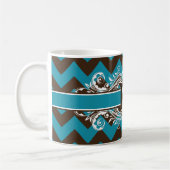 Trendy Monogrammed Geometric Chevron Pattern Koffiemok (Links)