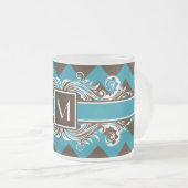 Trendy Monogrammed Geometric Chevron Pattern Matglas Koffiemok (Voorkant rechts)