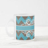 Trendy Monogrammed Geometric Chevron Pattern Matglas Koffiemok (Links)