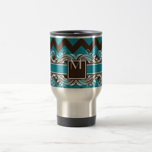 Trendy Monogrammed Geometric Chevron Pattern Reisbeker (Center)