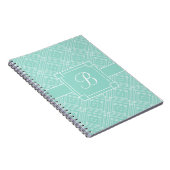 Trendy Monogrammed Mint Green Diamond Pattern Notitieboek (Rechterzijde)