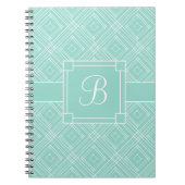 Trendy Monogrammed Mint Green Diamond Pattern Notitieboek (Voorkant)