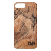 Trendy Monogrammed Natuur Hardhout Case-Mate iPhone Case (Achterkant)