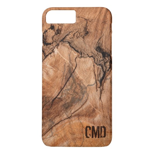 Trendy Monogrammed Natuur Hardhout Case-Mate iPhone Case (Achterkant)