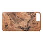 Trendy Monogrammed Natuur Hardhout Case-Mate iPhone Case (Achterkant (Horizontaal))