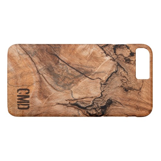 Trendy Monogrammed Natuur Hardhout Case-Mate iPhone Case (Achterkant (Horizontaal))
