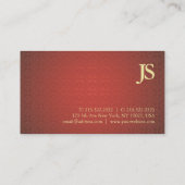 Trendy Monogrammed Red Gold Damask Plain Luxury Visitekaartje (Achterkant)