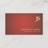 Trendy Monogrammed Red Gold Damask Plain Luxury Visitekaartje (Voorkant)