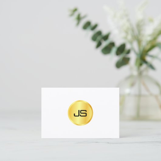 Trendy Monogrammed Sjabloon Gold Kijk White Visitekaartje (Staand voorkant)
