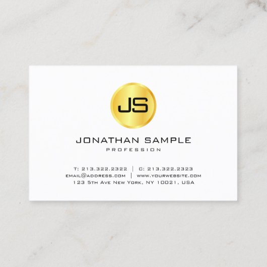 Trendy Monogrammed Sjabloon Gold Kijk White Visitekaartje (Achterkant)