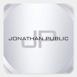 Trendy Monogrammed Sjabloon Modern Elegant Vierkante Sticker