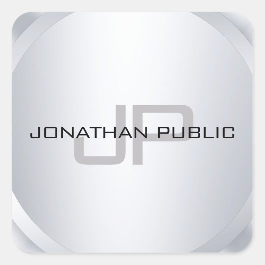 Trendy Monogrammed Sjabloon Modern Elegant Vierkante Sticker (Voorkant)