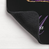 trendy monogrammen paars en goudglitteragaat muismat (Hoek)