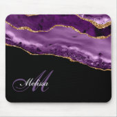 trendy monogrammen paars en goudglitteragaat muismat (Voorkant)