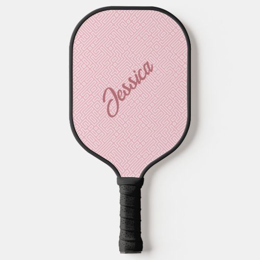 Trendy Monotone Geometrisch Roze Persoonlijk Pickleball Paddle (Voorkant)