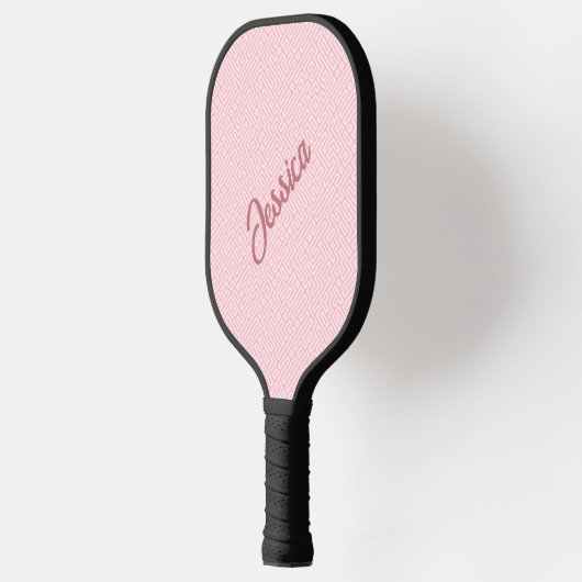 Trendy Monotone Geometrisch Roze Persoonlijk Pickleball Paddle (Links)
