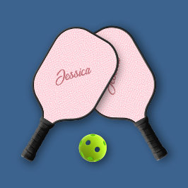 Trendy Monotone Geometrisch Roze Persoonlijk Pickleball Paddle